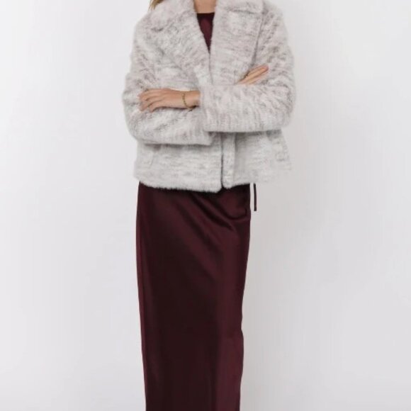 Sage the Label faux fur coat ivory grey - Picture 2 of 9